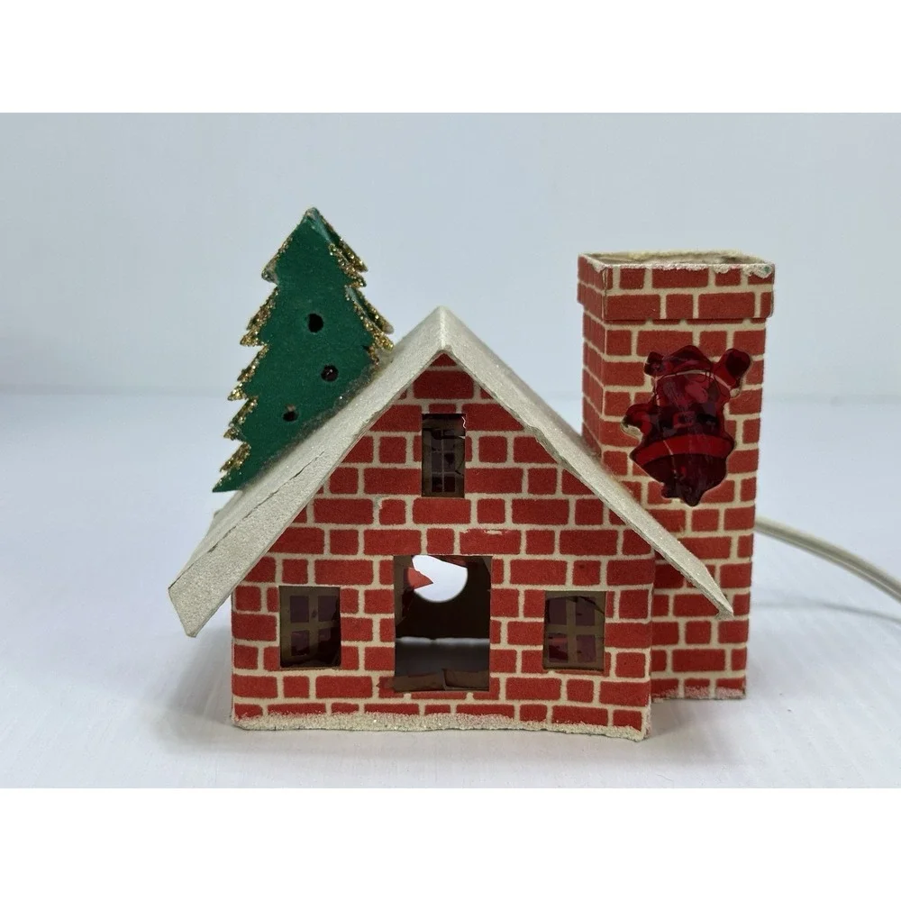 VINTAGE CHRISTMAS LIGHT UP PUTZ STYLE HOUSE JAPAN Damaged